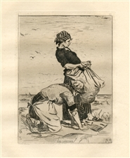 Pierre Billet original etching "Les Laveuses"