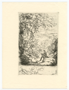 Hans Meid original etching "Der Maler in der Landschaft"