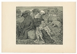 Hans Thoma original lithograph "Rest during the Flight into Egypt"