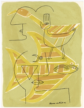 Victor Brauner "Traces interstices" original lithograph, 1963