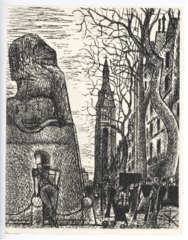 Marcel Gromaire etching Petit-Montrouge Paris 1937