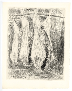 Dunoyer de Segonzac etching Halles Paris 1937