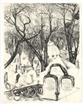 Edouard Goerg original etching "La Pere-Lachaise"