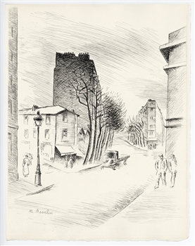Maurice Asselin original etching Paris 1937