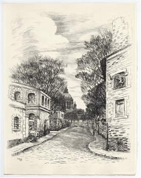 Jean Frelaut original etching Paris 1937