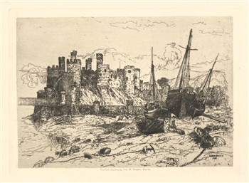 Mary Nimmo Moran original etching "'Castle"