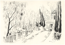 Cheriane original etching "Le Pere-Lachaise"