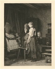 Carl Hoff etching "In the House of Mourning"