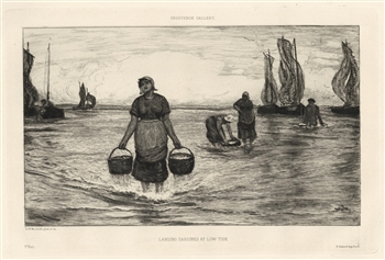 Robert Walker Macbeth Landing Sardines etching