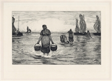Robert Walker Macbeth Landing Sardines etching