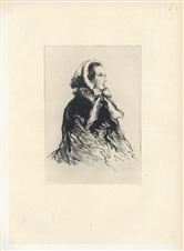 Jules de Goncourt "La femme en chapeau" etching Paul Gavarni
