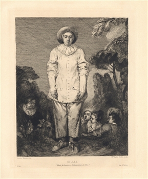 Rachel Rhodon Gilles etching Antoine Watteau