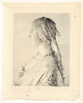 Paul Le Rat etching "Buste de femme" Mino da Fiesole