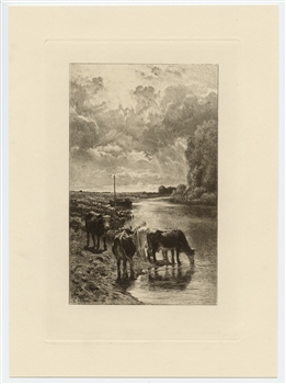 Constant Troyon etching Normandie Charles Courtry