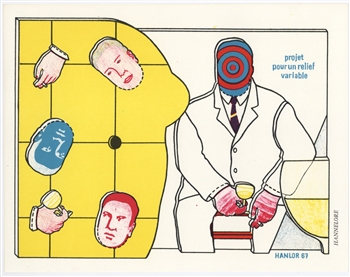 Pierre Hanlor original lithograph "Projet pour un relief variable"