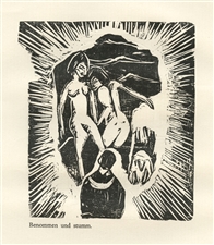 Nele van de Velde woodcut Homage to Kirchner