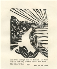 Nele van de Velde woodcut Homage to Kirchner