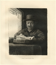 Rembrandt van Rijn (after) Self-Portrait Etching at a Window