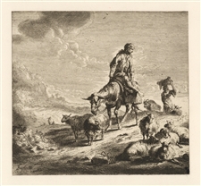 Nicolaes Berchem " Man Riding a Donkey