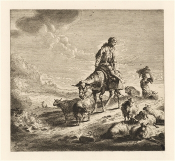 Nicolaes Berchem " Man Riding a Donkey