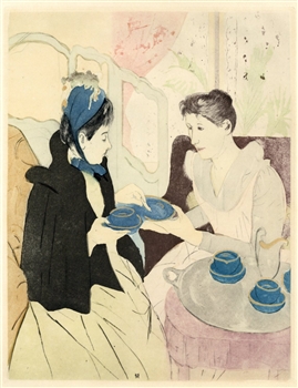 Mary Cassatt etching and aquatint "The Afternoon Tea"