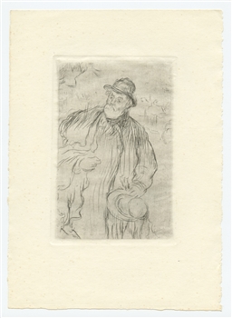 Jean-Francoise Raffaelli original etching "Le Marchand Dâ€™Habits"