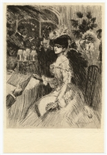 Tony Minartz original etching "Au restaurant"