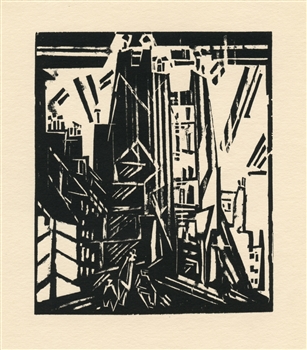 Lyonel Feininger "Rue St. Jacques" original woodcut