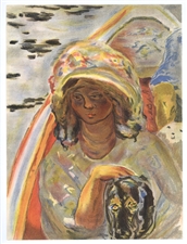 Pierre Bonnard "Jeune fille dans une barque" lithograph