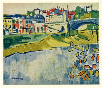 Maurice de Vlaminck "The Bridge at Chatou" lithograph