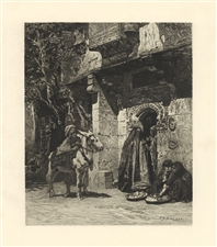 James Smillie | Frederick Bridgman etching "Lady of Cairo Visiting"