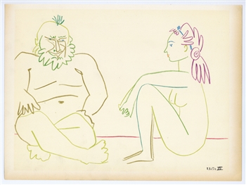 Pablo Picasso lithograph (Woman and Clown)