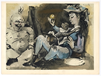 Pablo Picasso lithograph (Woman, Clown and Monkey)