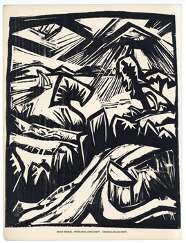 Erich Heckel "Fruhlingslandschaft" original woodcut