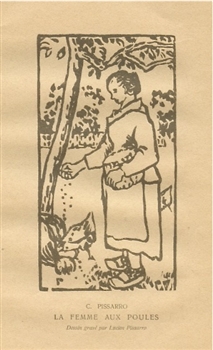 Camille Pissarro | Lucien Pissarro "La femme aux poules" woodcut