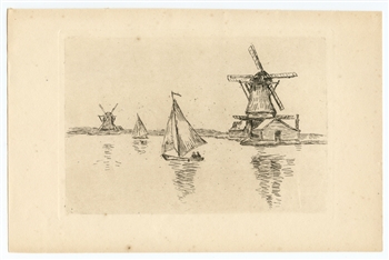 Armand Guillaumin "En Hollande" original etching (In Holland)