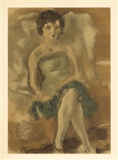 Jules Pascin lithograph "La Dame en vert"