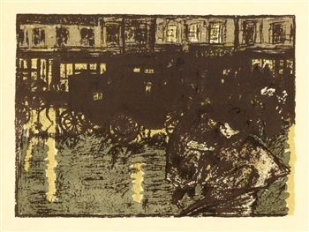 Pierre Bonnard lithograph "Rue le soir sous la pluie"