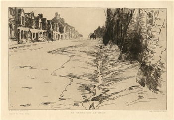 Albert Baertsoen "La grand'rue, le matin" original etching