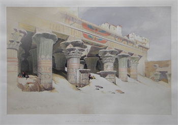 David Roberts lithograph "Part of the Portico of Edfou, Egypt"
