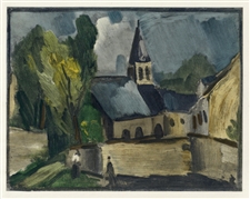 Maurice de Vlaminck "Church at Bougival" lithograph