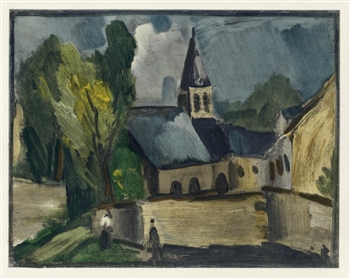 Maurice de Vlaminck "Church at Bougival" lithograph