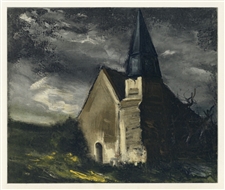 Maurice de Vlaminck "Church at Saint-Lubin-de-Cravant" lithograph