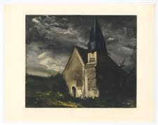 Maurice de Vlaminck "Church at Saint-Lubin-de-Cravant" lithograph