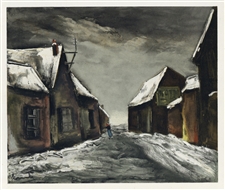 Maurice de Vlaminck lithograph "Allainville under Snow"