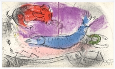Marc Chagall "Le poisson bleu" original lithograph