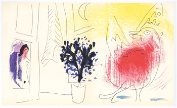 Marc Chagall "Le coq rouge" original lithograph