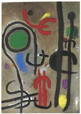 Joan Miro "Femme et oiseau dans la nuit" pochoir 1965 | Cartones