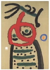 Joan Miro "Femme et oiseau" pochoir 1961 | Cartones