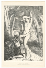 Theodore	Chasseriau original lithograph "Apollon et Daphne"